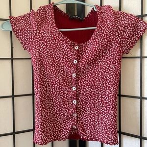brandy melville red zelly ruffle top